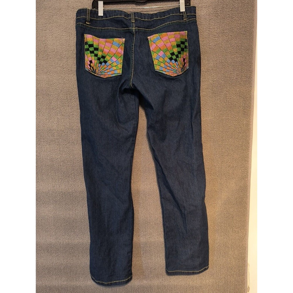 Vintage Y2K Jeans Straight Leg Low Rise Embroidered Women's Size 15/16 rn 120791